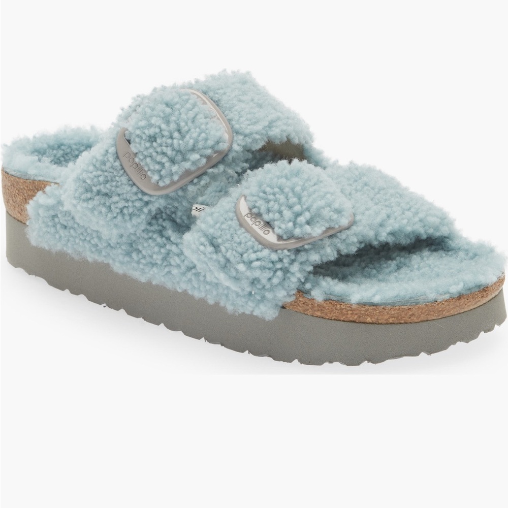Birkenstock Fuzzy Blue Slippers